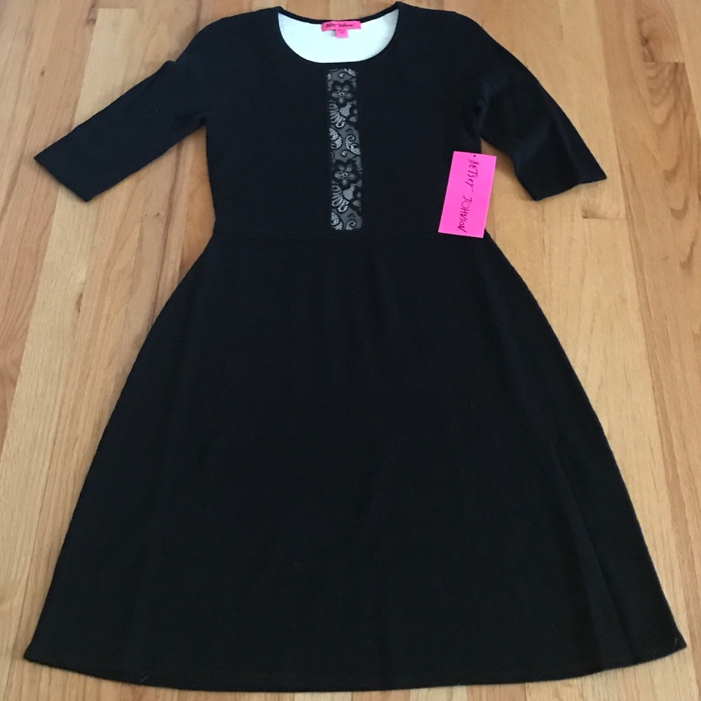 Betsey Johnson black dress with lace detail sz XS